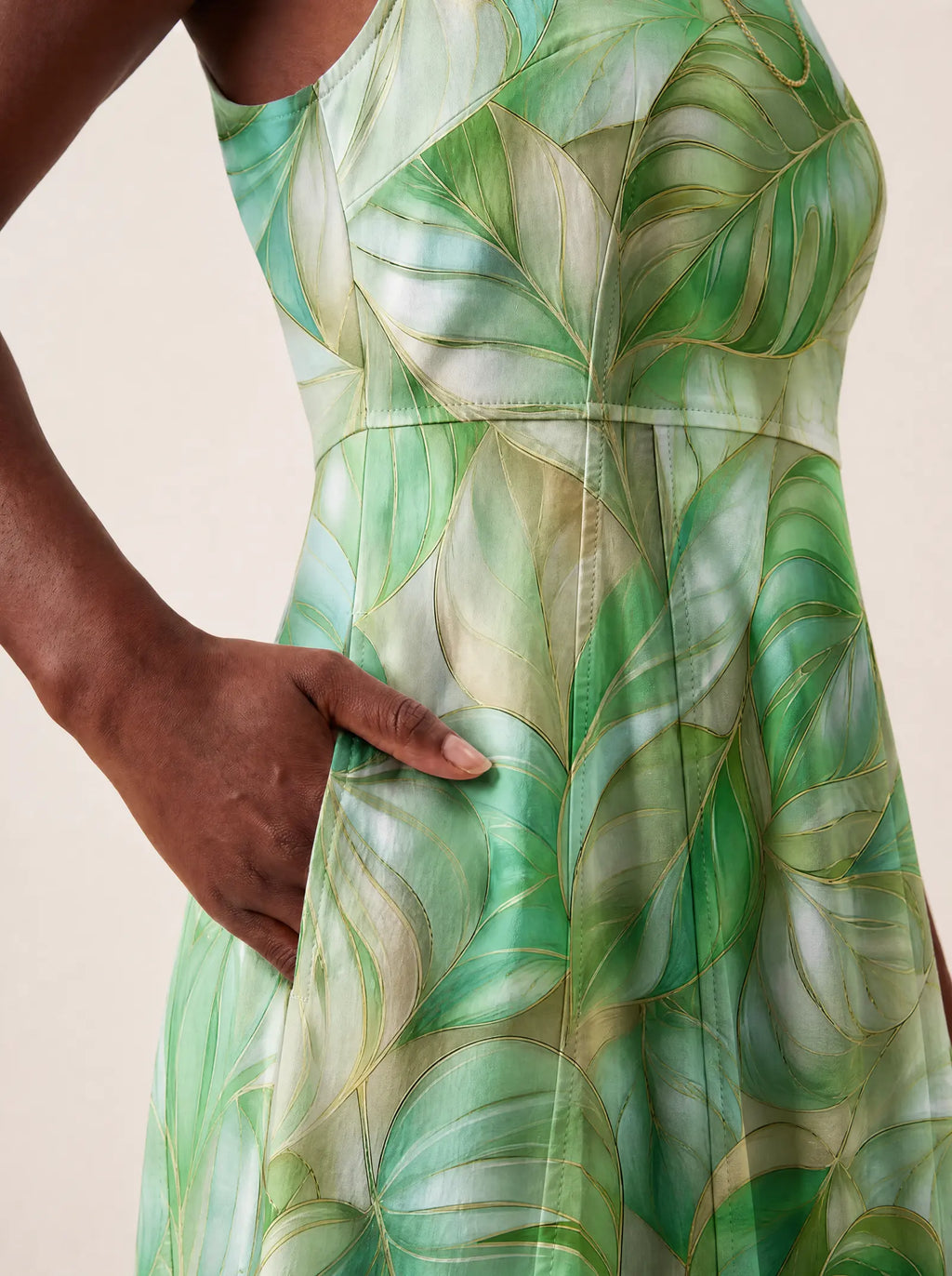 "Mwitu" V Neck Midi Dress — back