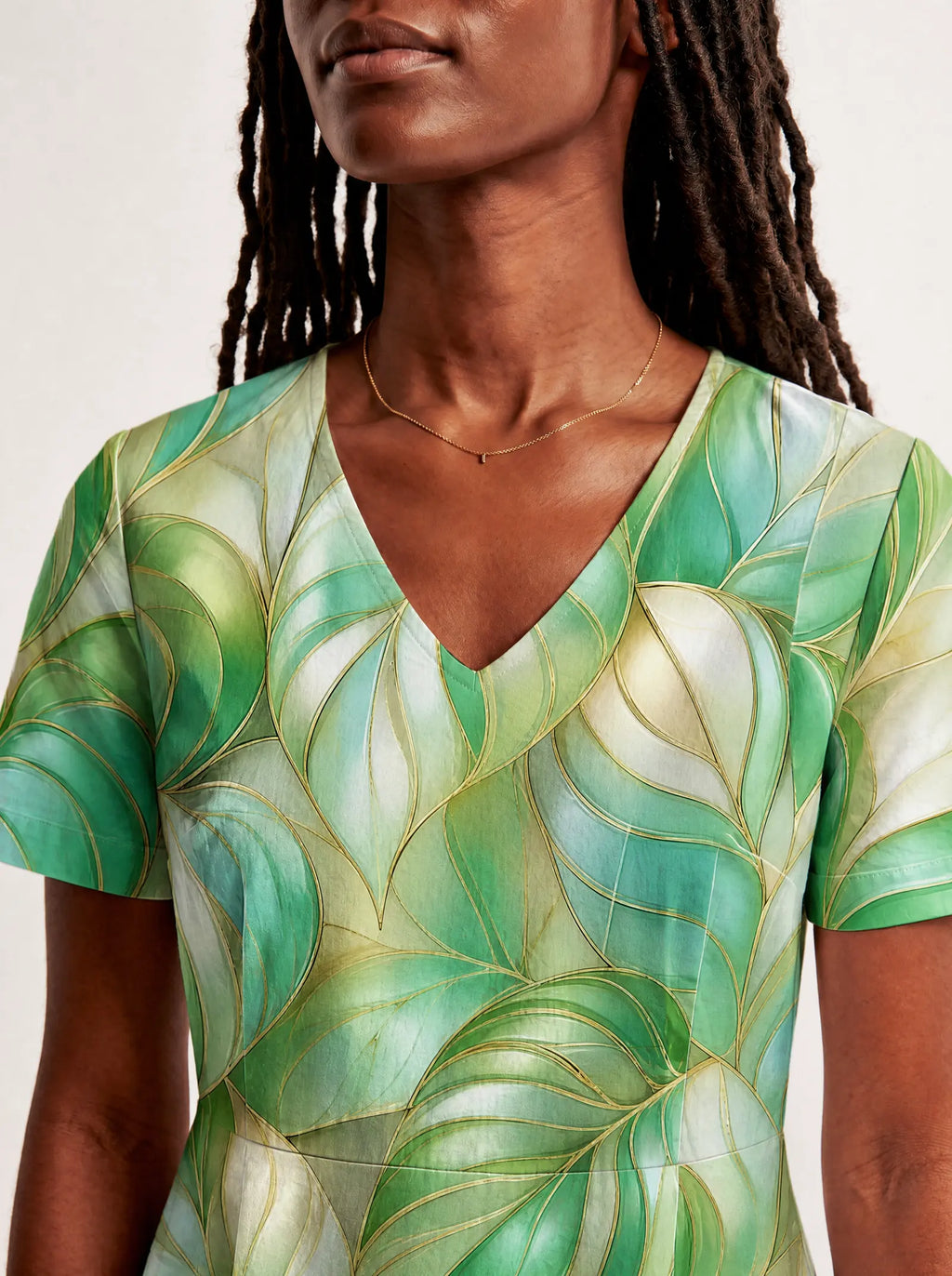 "Mwitu" V Neck Midi Dress — on model