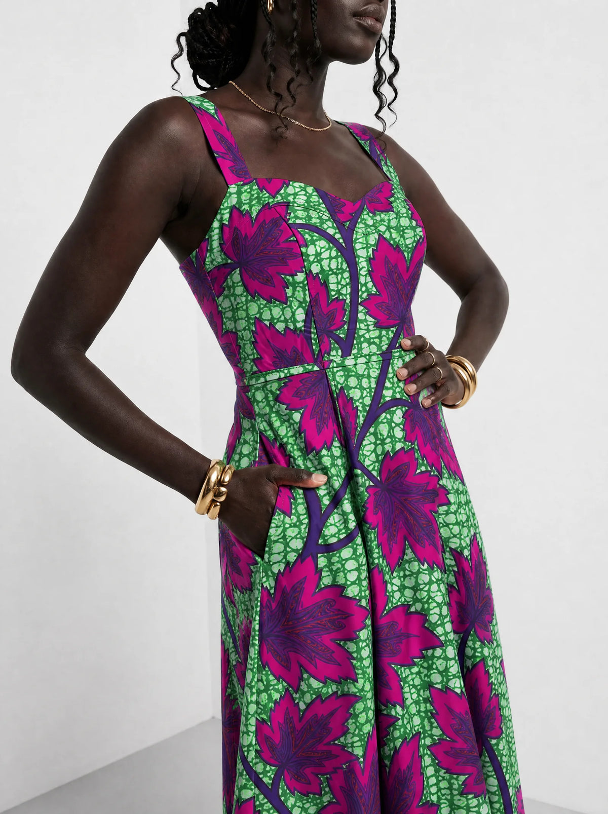 "Mzabibu" Corset Dress — close-up of the bodice and the in-seam side pocket