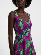 "Mzabibu" Corset Dress — close-up of the sweetheart neckline and shoulder strap
