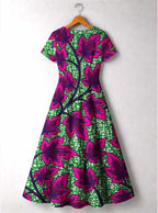"Mzabibu" Short Sleeve Maxi Dress