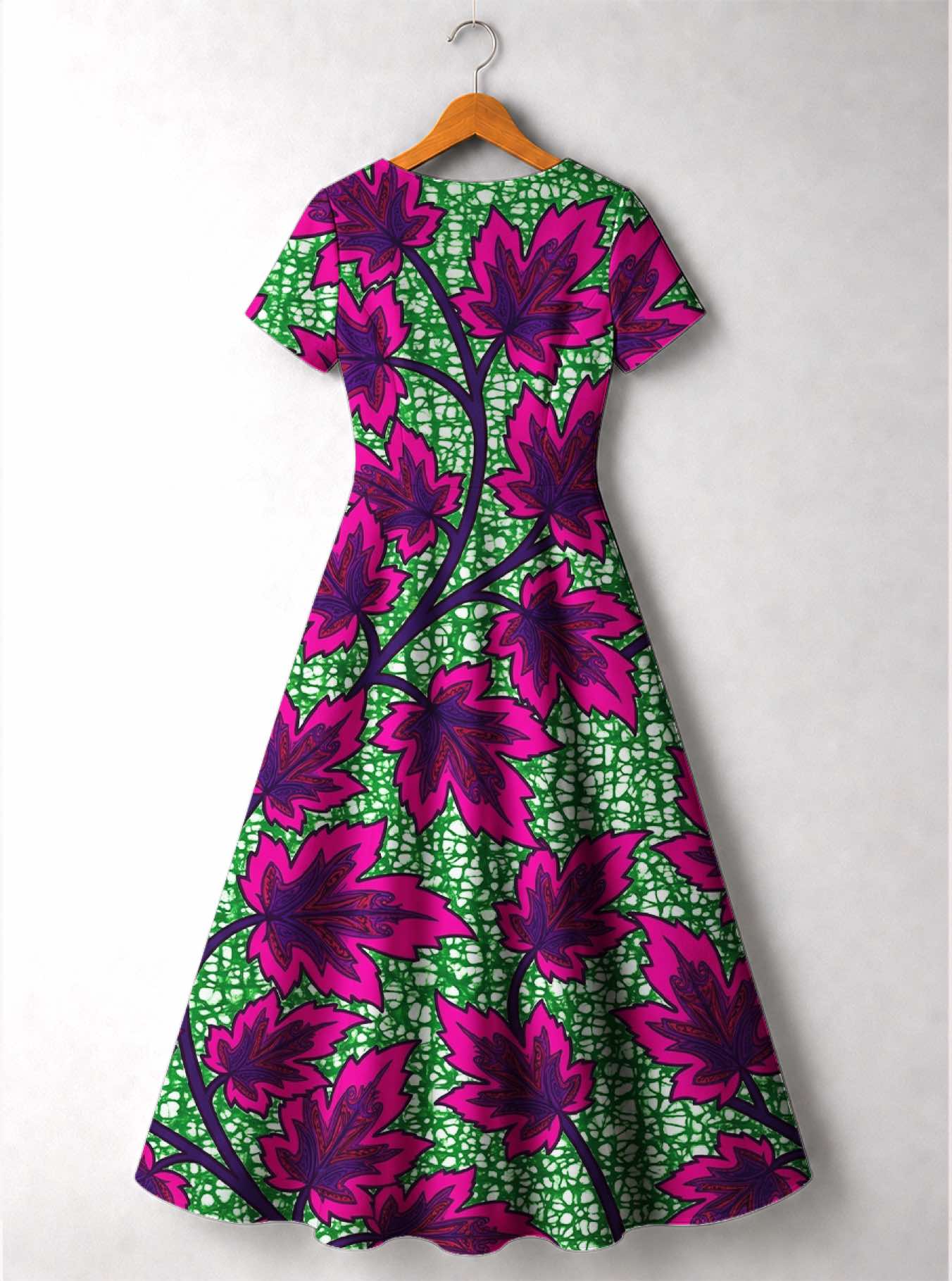 "Mzabibu" Short Sleeve Maxi Dress