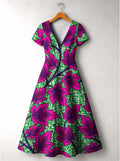 "Mzabibu" Short Sleeve Maxi Dress