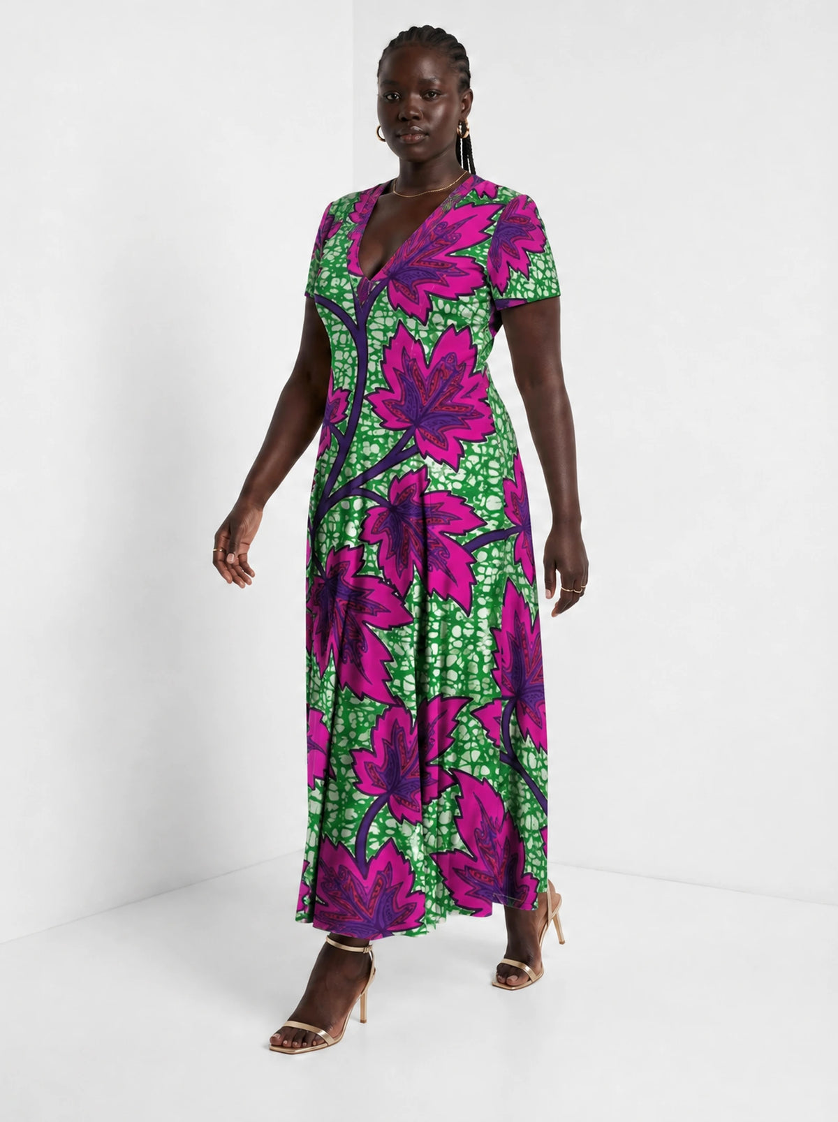 "Mzabibu" Short Sleeve Maxi Dress — full body