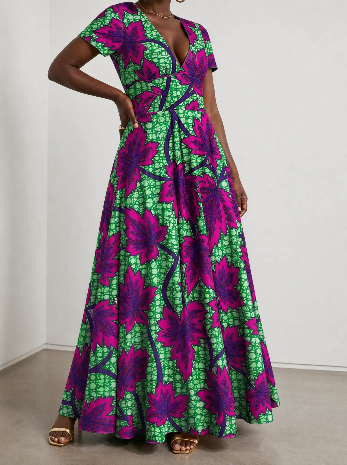 "Mzabibu" Short Sleeve Maxi Dress — back