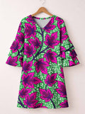 "Mzabibu" Stacked Ruffle Sleeve Dress