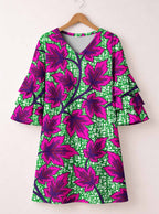 "Mzabibu" Stacked Ruffle Sleeve Dress