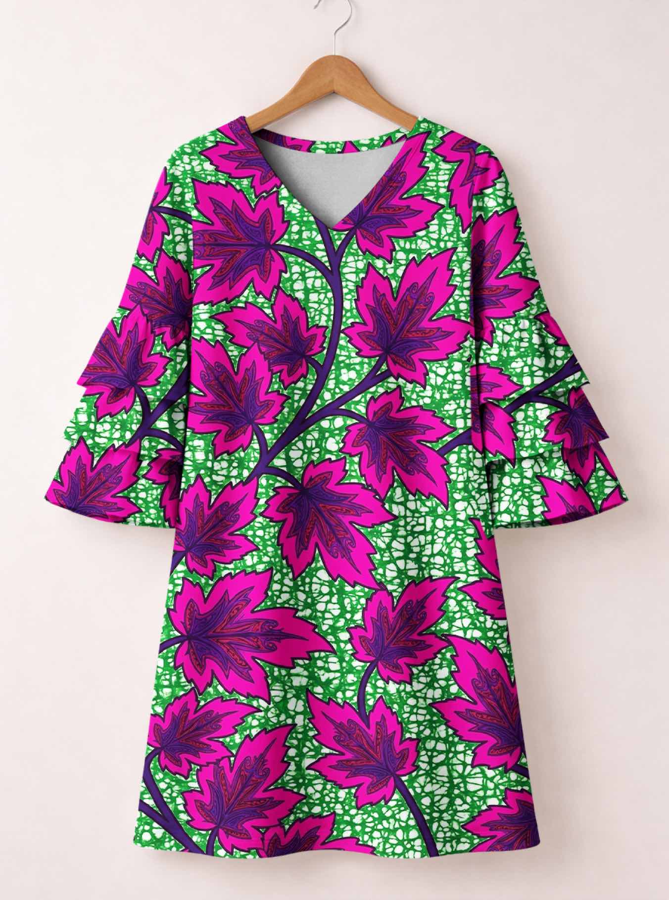 "Mzabibu" Stacked Ruffle Sleeve Dress