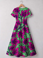 "Mzabibu" V Neck Midi Dress