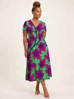 "Mzabibu" V Neck Midi Dress — front