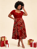 "Mzeituni" Red Sweetheart Midi Dress