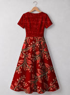 "Mzeituni" Red Sweetheart Midi Dress — back flat