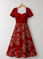 "Mzeituni" Red Sweetheart Midi Dress — front flat