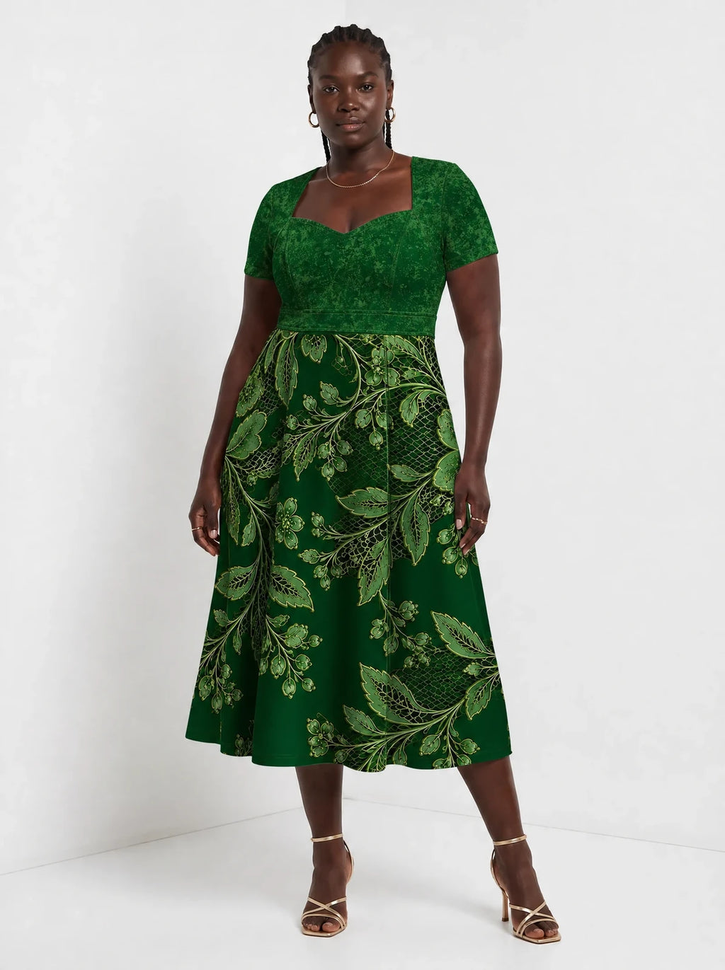 "Mzeituni" Sweetheart Midi Dress — front view on model