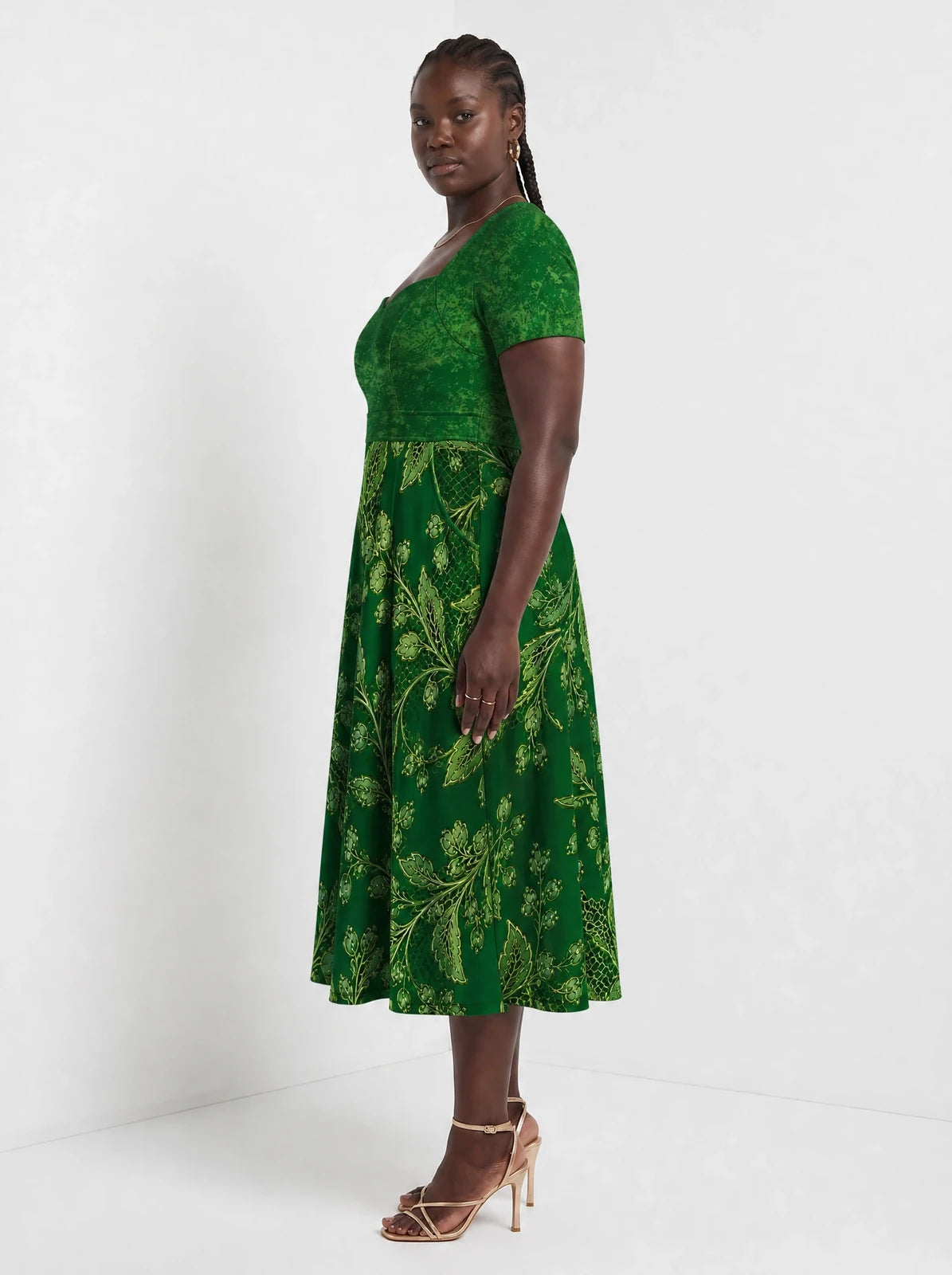 "Mzeituni" Sweetheart Midi Dress — side view on model