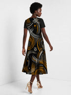 "Mzunguko" Sweetheart Midi Dress — back view on model