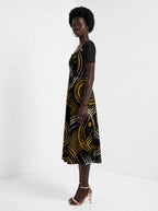 "Mzunguko" Sweetheart Midi Dress — side view on model