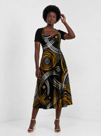 "Mzunguko" Sweetheart Midi Dress — styled on model