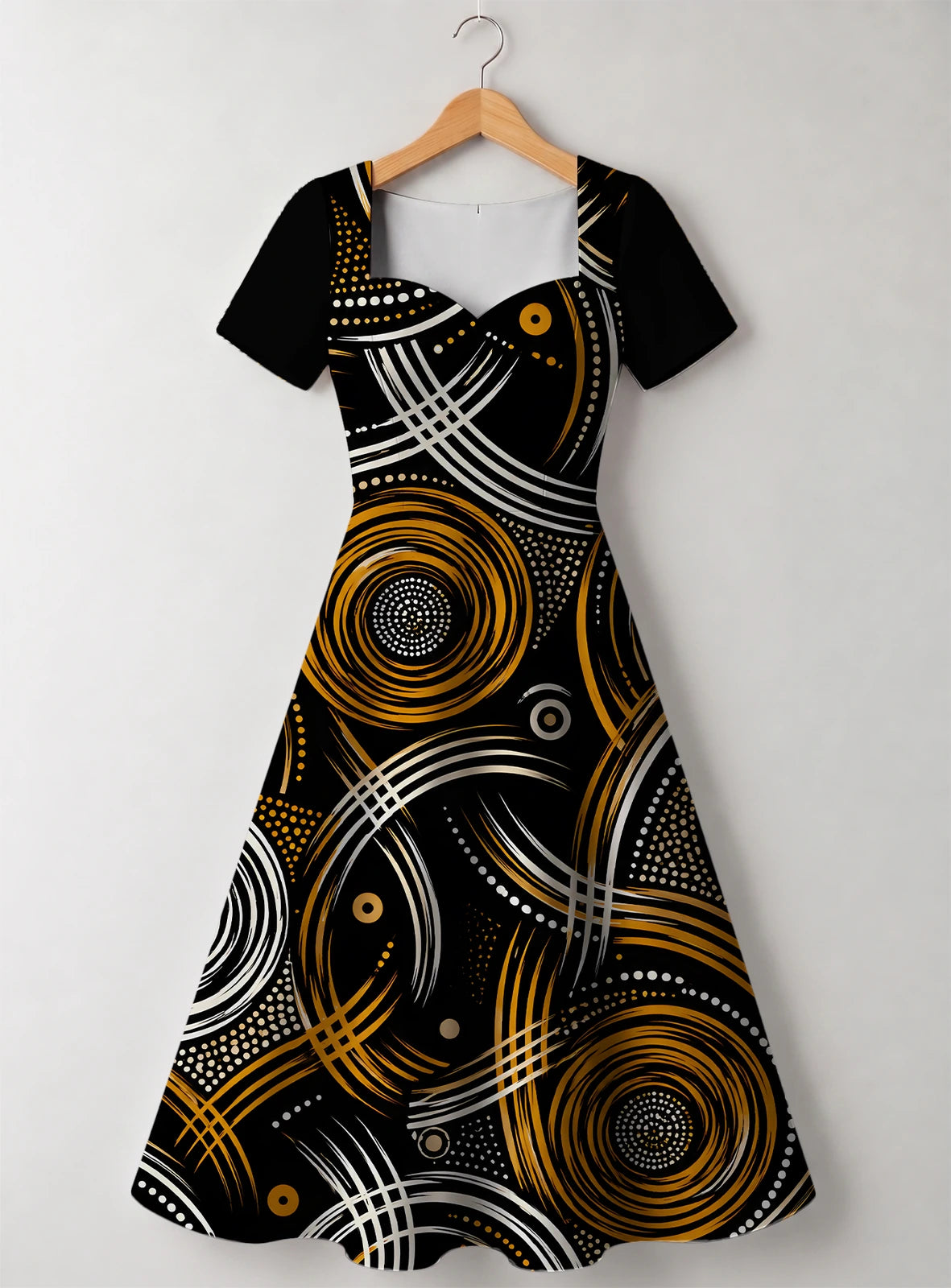 "Mzunguko" Sweetheart Midi Dress — front flat