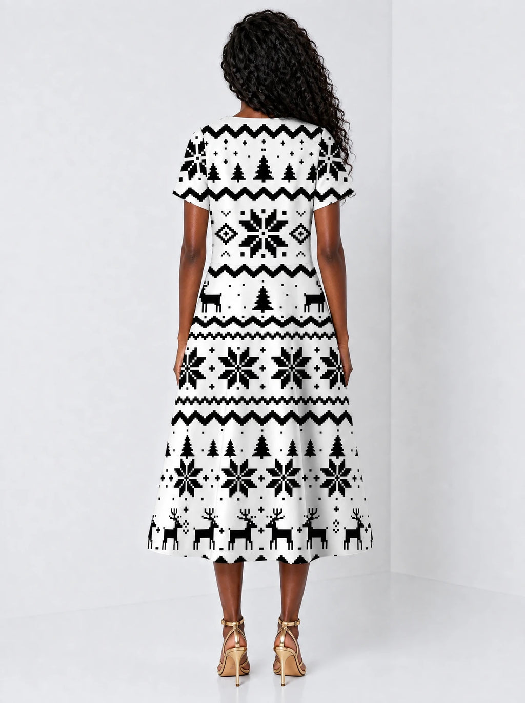 "Nakshi" Sweetheart Midi Dress — back view on model