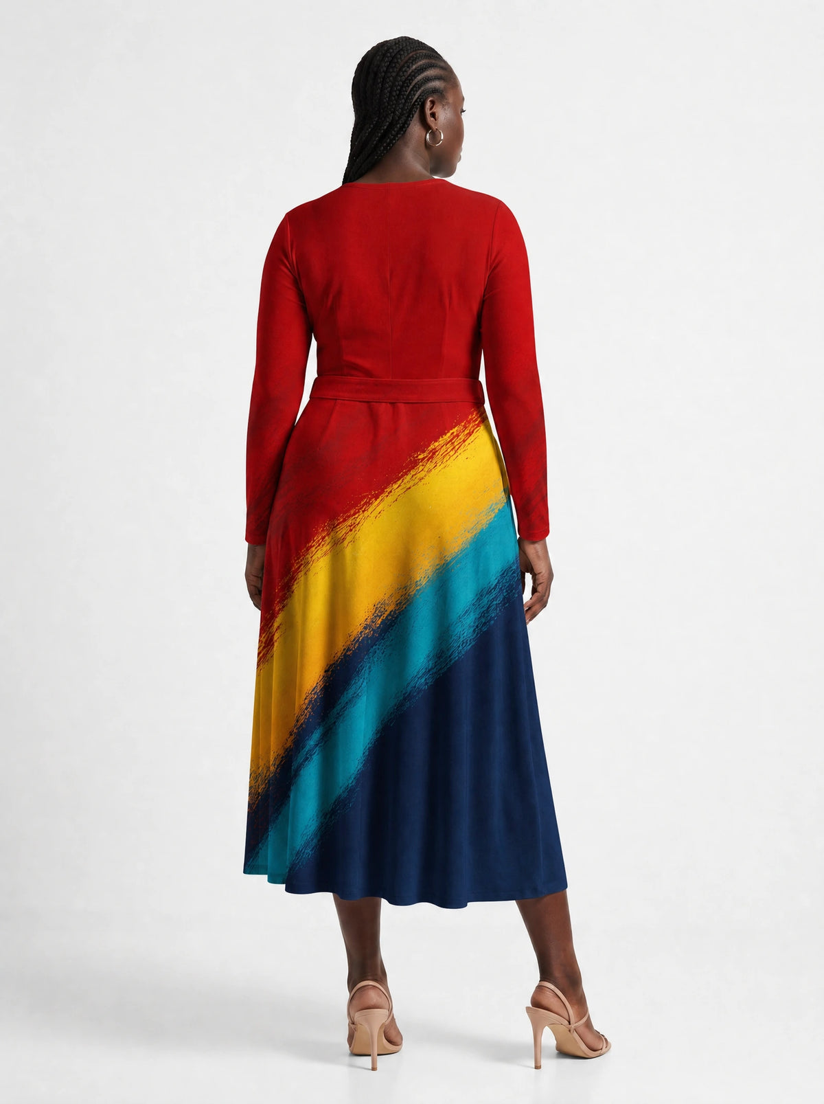 "Nala" Long Sleeve Midaxi Dress — back view on model