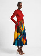 "Nala" Long Sleeve Midaxi Dress — three-quarter view on model, hand in the side pocket