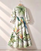 "Ndege" Long Puff Sleeve Dress
