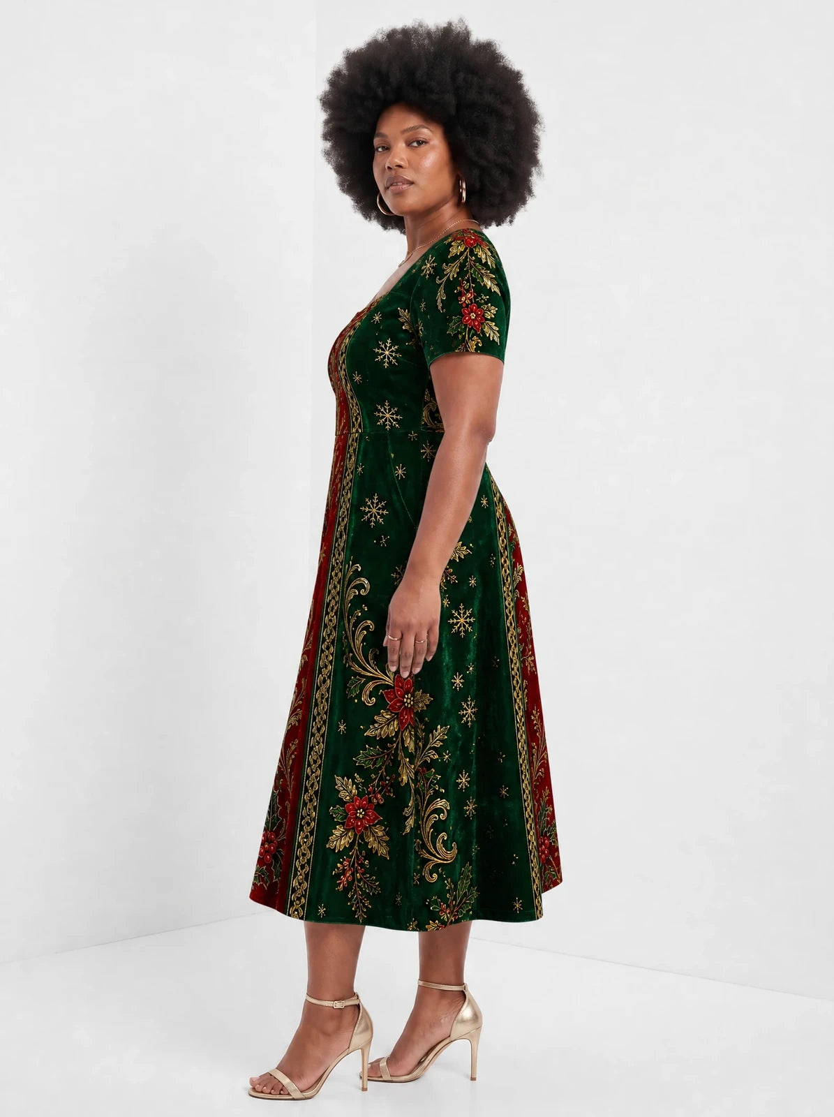 "Nderemo" Sweetheart Midi Dress — side view on model