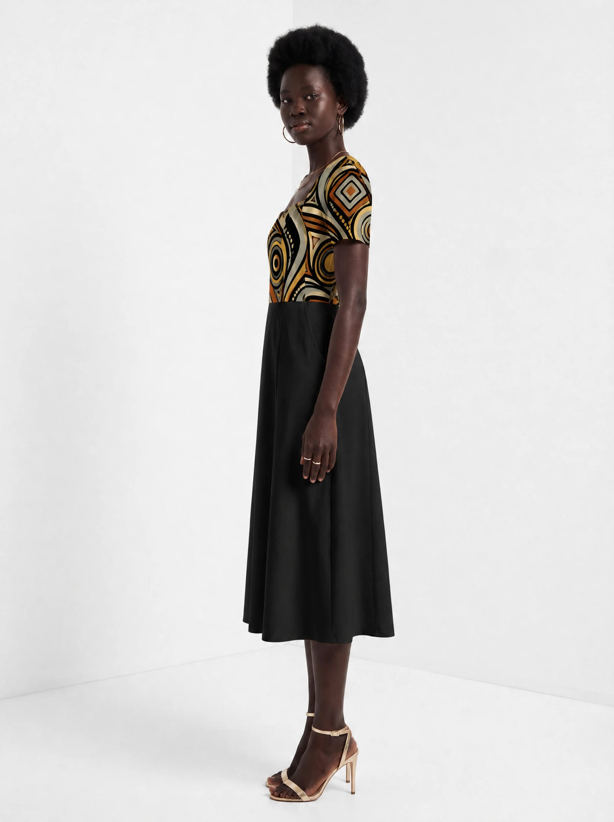 "Ndugu" Sweetheart Midi Dress — side view on model