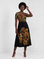 "Ndugu" Sweetheart Midi Dress — styled on model