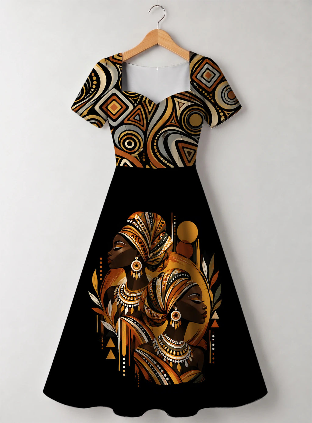 "Ndugu" Sweetheart Midi Dress — front flat