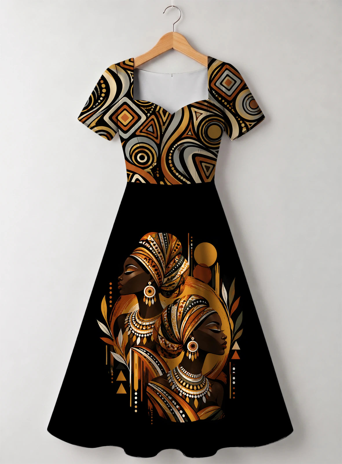 "Ndugu" Sweetheart Midi Dress — front flat