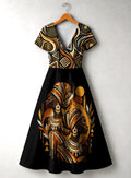 "Ndugu" V Neck Midi Dress Promo
