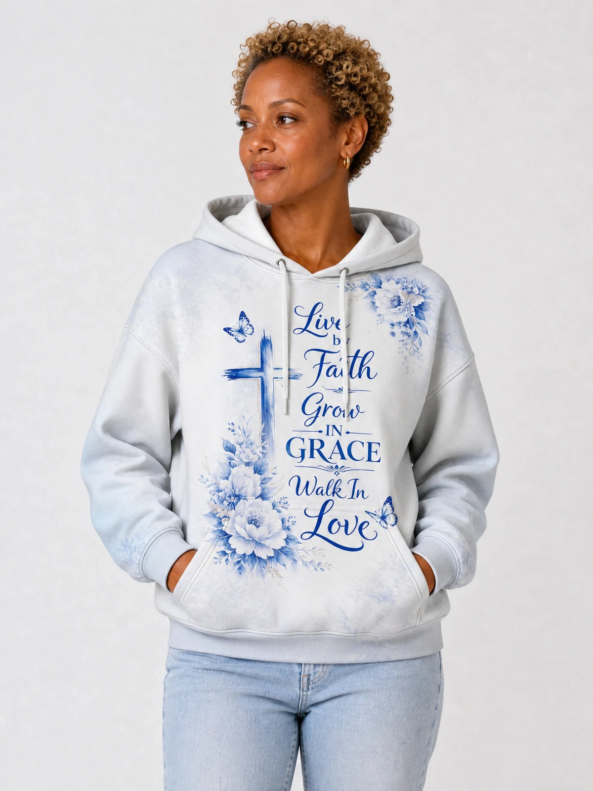 "Neema" Hoodie — front view on model