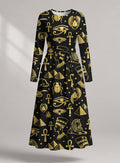 "Nefertiti Black Gold" Viscose Midi Dress Promo