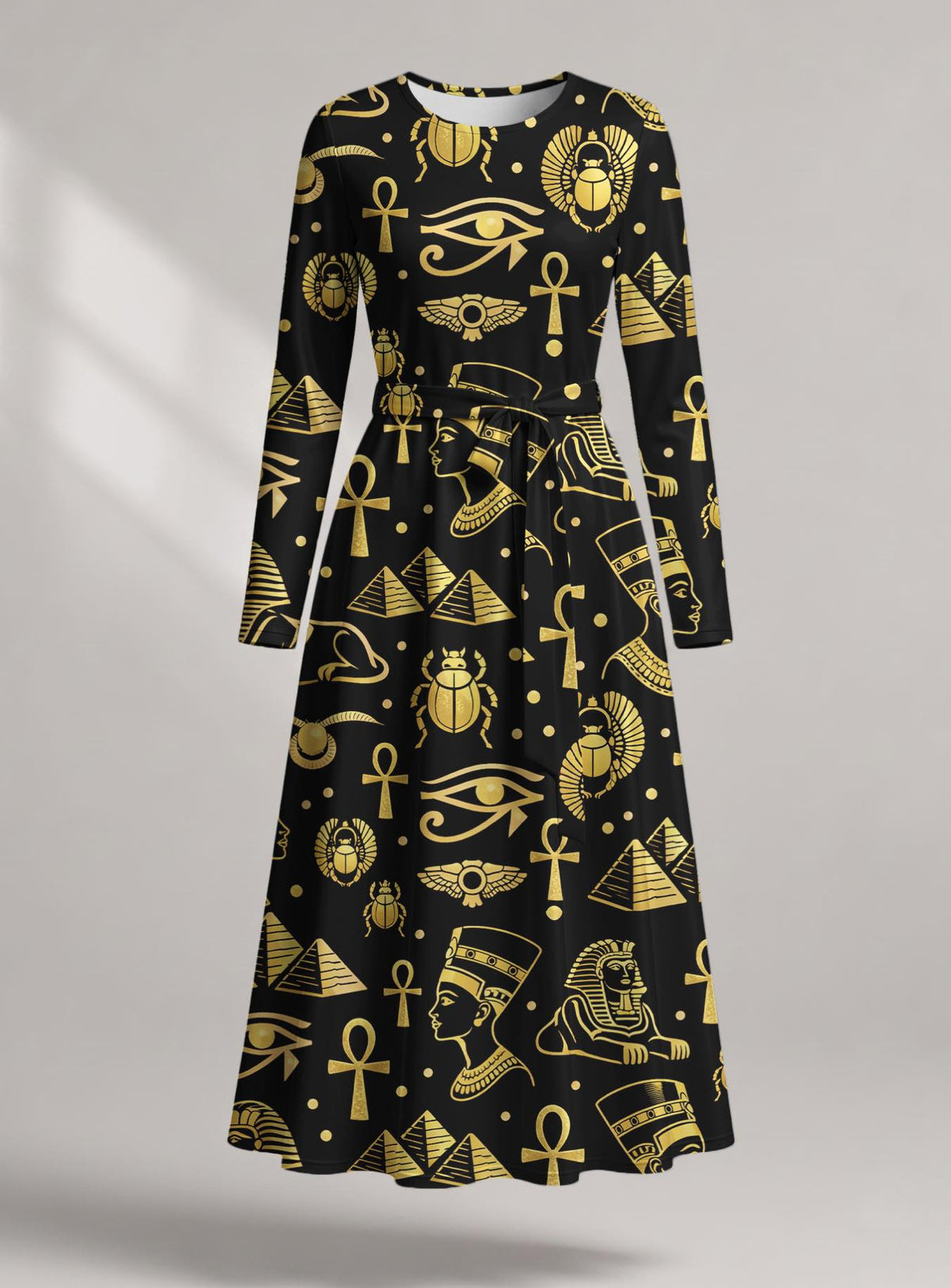 "Nefertiti Black Gold" Viscose Midi Dress Promo