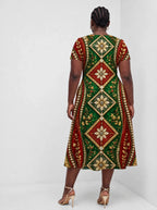 "Nembo" Sweetheart Midi Dress — back view on model
