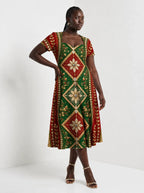 "Nembo" Sweetheart Midi Dress — styled on model