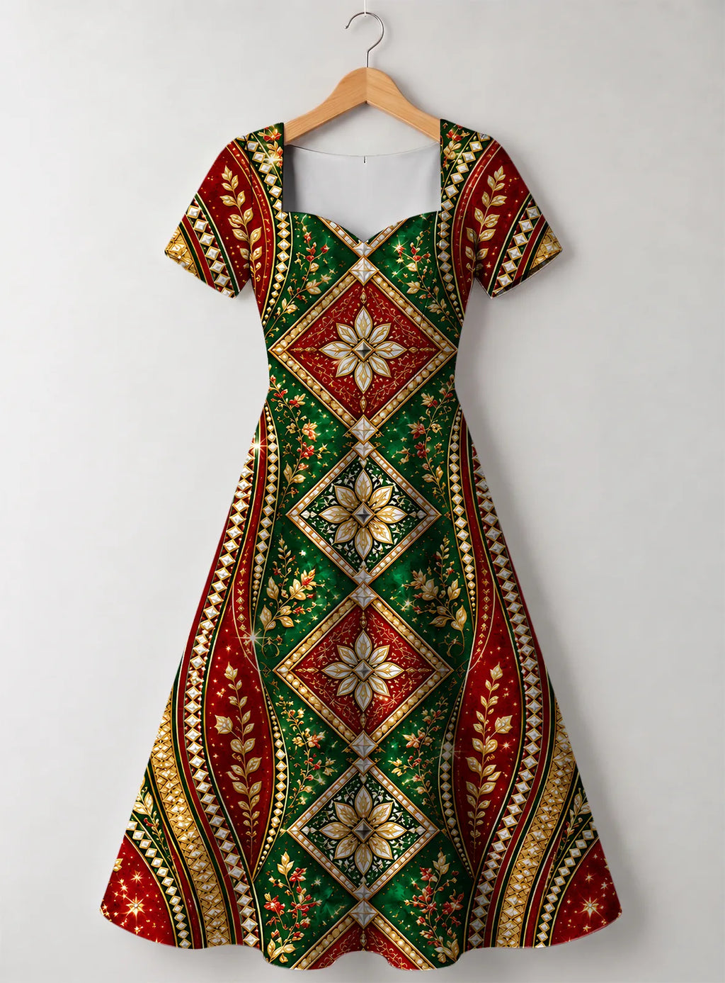 "Nembo" Sweetheart Midi Dress — front flat