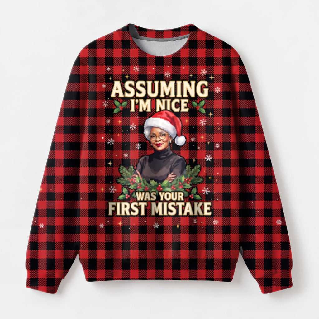 "Nice Try" Christmas Sweatshirt — front view