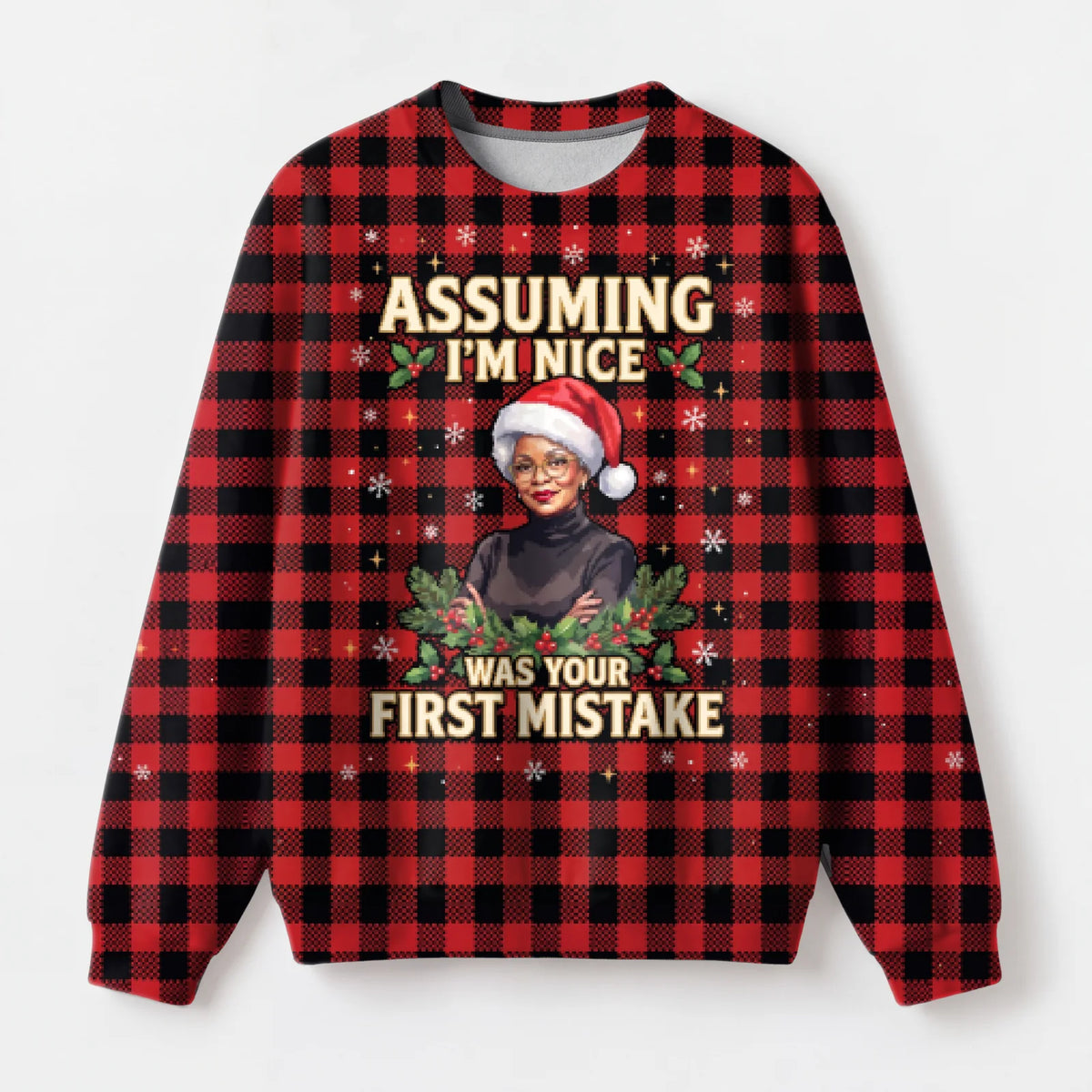 "Nice Try" Christmas Sweatshirt — front view