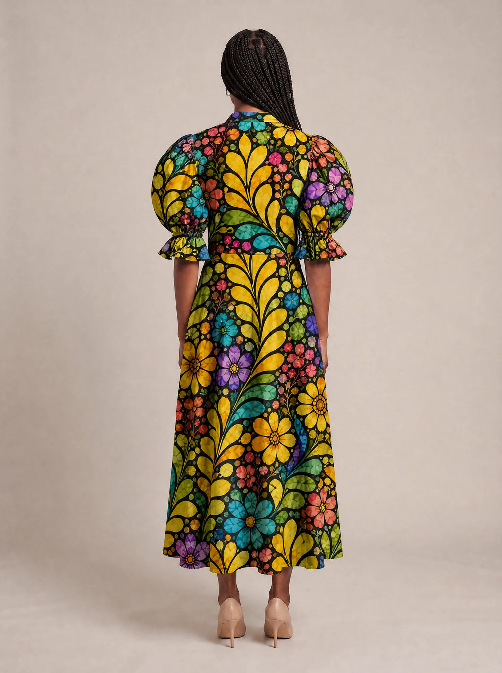 "Njano" Puff Sleeve Dress