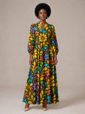 "Njano" Puff Sleeve Maxi Dress
