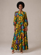"Njano" Puff Sleeve Maxi Dress