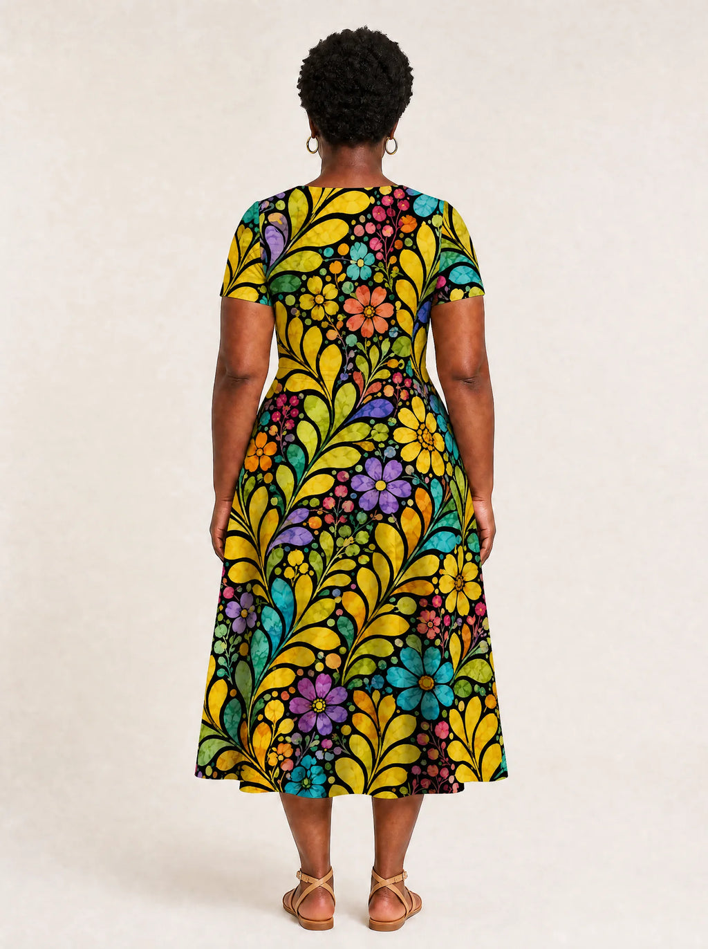"Njano" V Neck Midi Dress — side