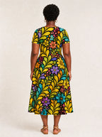 "Njano" V Neck Midi Dress — side