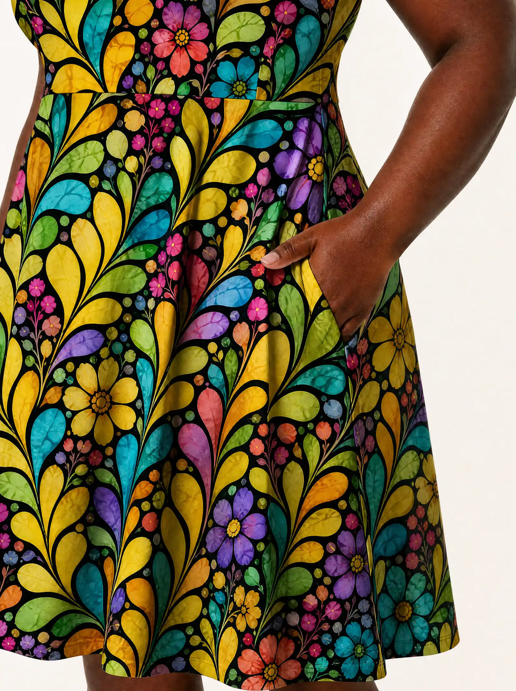 "Njano" V Neck Midi Dress — back
