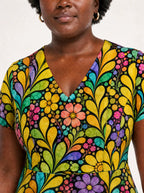 "Njano" V Neck Midi Dress — on model