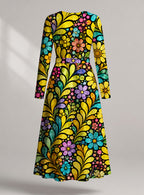 "Njano" Viscose Midi Dress — back view