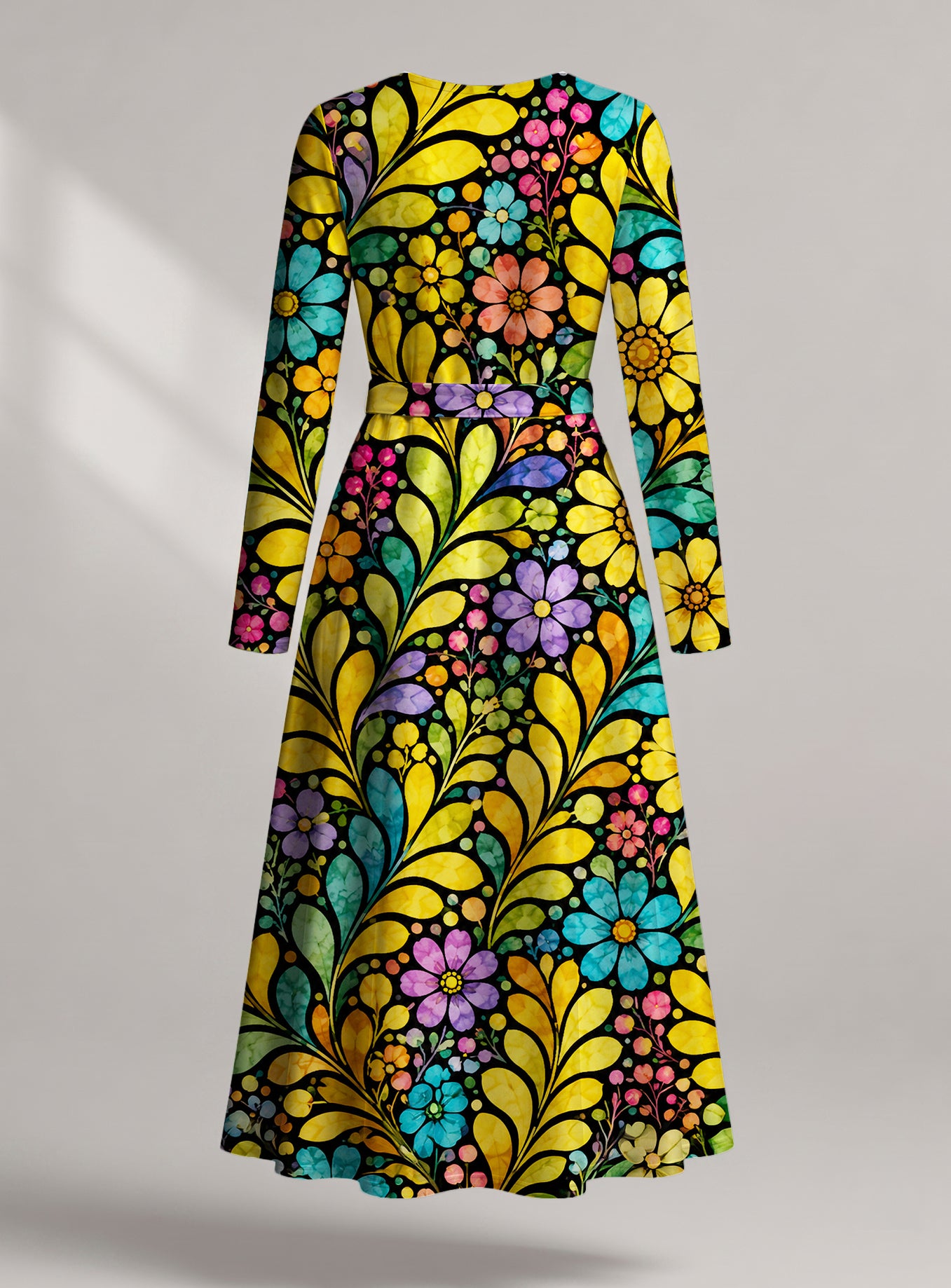 "Njano" Viscose Midi Dress — back view